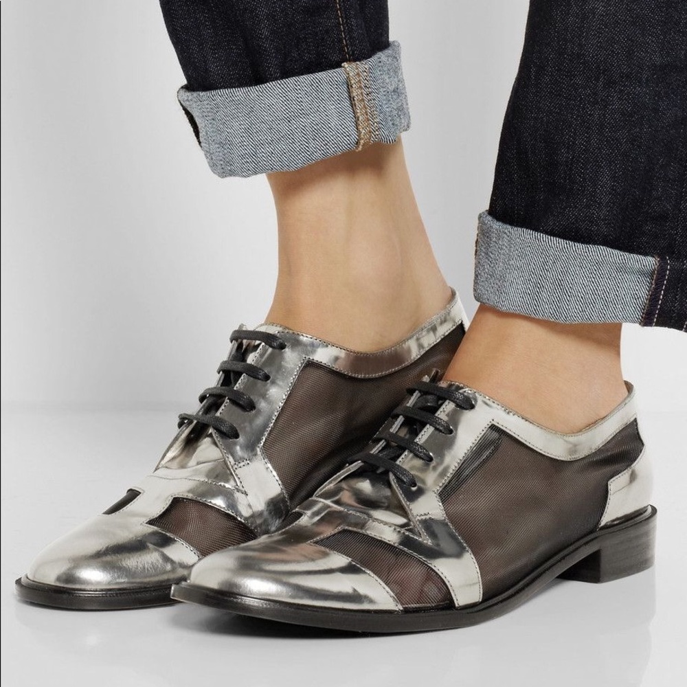 Robert Clergerie Jabi Metallic & Mesh , Sz 7 1/2